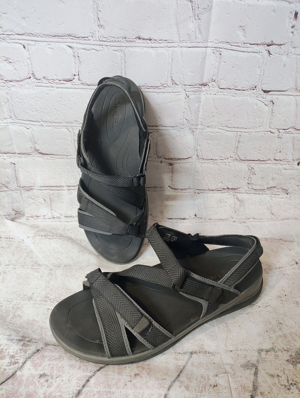 Orthofeet Lake Women's Supportive Black Comfort Sandals Shoes 9 Wide